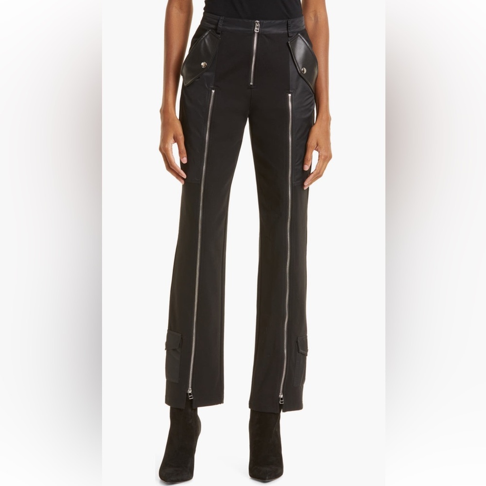 STAUD Black Flare Pants with Zipper Accents